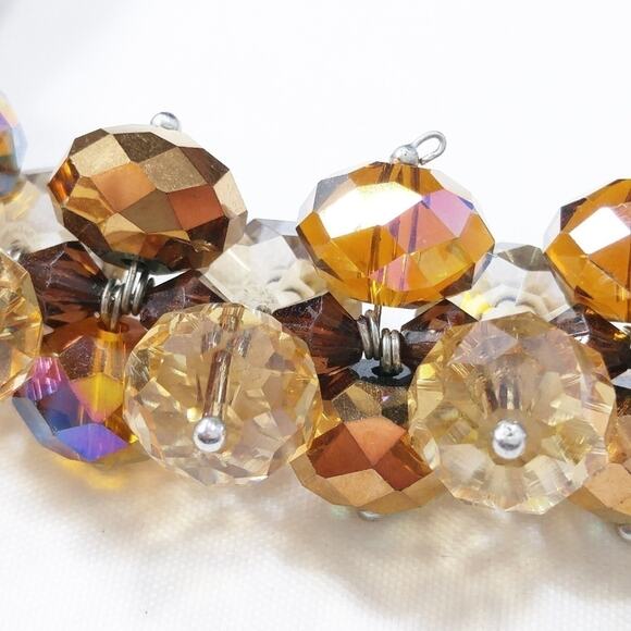 Ali Khan Crystal Topaz Faceted Bead Ribbon Necklace - 22 Inches - Picture 2 of 8